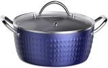 3.7 Quart Cooking Soup Pot with Lid; Small Nonstick Soup Pot with Lid; Round Small Soup Pot 3.3 L; Blue Nonstick Induction Stock Pot; 100% Bpa Free An