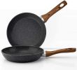 Egg Frying Pan Non Stick 8 inch Induction Wok for Steak Bacon Hot Dog Burgers Forged Aluminum Woks Nonstick Suitable for All Hobs