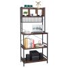 5-Tier Kitchen Bakers Rack with 10 S-Shaped Hooks and 3 Cubes ; Industrial Microwave Oven Stand; Free Standing Kitchen Utility Cart Storage Shelf Orga