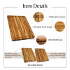 Teak Cutting Board Reversible Chopping Serving Board Multipurpose Food Safe Thick Board; Extra Large Size 18x14x1 inches