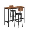 Bar Table Set with 2 Bar stools PU Soft seat with backrest (Rustic Brown; 43.31''w x 15.75''d x 23.62''h)