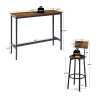 Bar Table Set with 2 Bar stools PU Soft seat with backrest (Rustic Brown; 43.31''w x 15.75''d x 23.62''h)