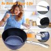 1.5 Quart Pot Saucepan with Lid, Small Nonstick Saucepan with Lid, Small Soup Pot with Lid, Small Induction Stock Pot, Blue Mini Saucepan with Lid, Mi