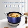 3.7 Quart Cooking Soup Pot with Lid; Small Nonstick Soup Pot with Lid; Round Small Soup Pot 3.3 L; Blue Nonstick Induction Stock Pot; 100% Bpa Free An