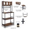 5-Tier Kitchen Bakers Rack with 10 S-Shaped Hooks and 3 Cubes ; Industrial Microwave Oven Stand; Free Standing Kitchen Utility Cart Storage Shelf Orga