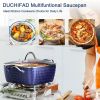 Casserole Dish; Square Induction Saucepan with Lid; 24cm/ 4L Stock Pots Non Stick Saucepan; Aluminum Ceramic Coating Cooking Pot - PFOA Free; Suitable