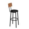 Bar Table Set with 2 Bar stools PU Soft seat with backrest (Rustic Brown; 43.31''w x 15.75''d x 23.62''h)