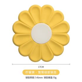 Flower Heat Resistant Silicone Mat Drink Cup Coasters Non-slip Pot Holder Table Placemat Kitchen Accessories Coasters Pads (Color: Yellow, size: L)