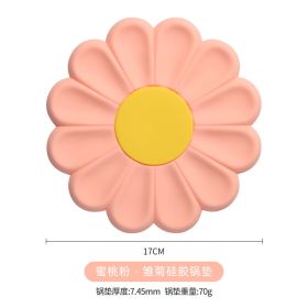 Flower Heat Resistant Silicone Mat Drink Cup Coasters Non-slip Pot Holder Table Placemat Kitchen Accessories Coasters Pads (Color: pink, size: L)