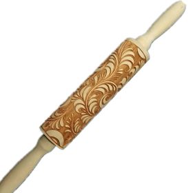 Wooden Christmas Rolling Pins Rock Snowflake Elk Embossing Baking Tool Cookies Biscuit Fondant Cake Patterned Roller (Color: G- Cashew flowers)