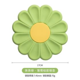 Flower Heat Resistant Silicone Mat Drink Cup Coasters Non-slip Pot Holder Table Placemat Kitchen Accessories Coasters Pads (Color: green, size: L)