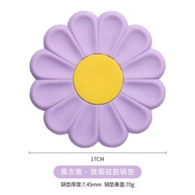 Flower Heat Resistant Silicone Mat Drink Cup Coasters Non-slip Pot Holder Table Placemat Kitchen Accessories Coasters Pads (Color: purple, size: L)