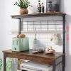 3-Tier Kitchen Baker's Rack Microwave Oven Stand with Storage Cabinet Rustic